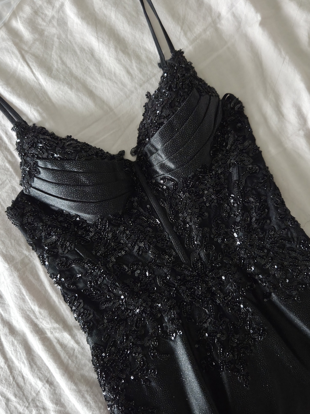 Black Sequin Bodice Prom Dress